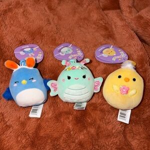 Set of 3 Easter Squishmallows Clip-On Keychains Bebe Reina Triston NWT
